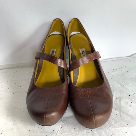 Tsubo Acrea Size 10  Brown Leather Slingback Mary Jane Pumps Comfort - 9.5 39.5 - Picture 3 of 13